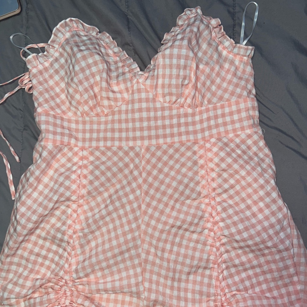 SHEIN plus gingham drawstring cami romper